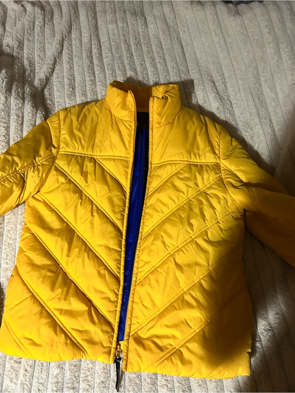 Ralph Lauren Yellow Puffer Jacket with Blue Trim
